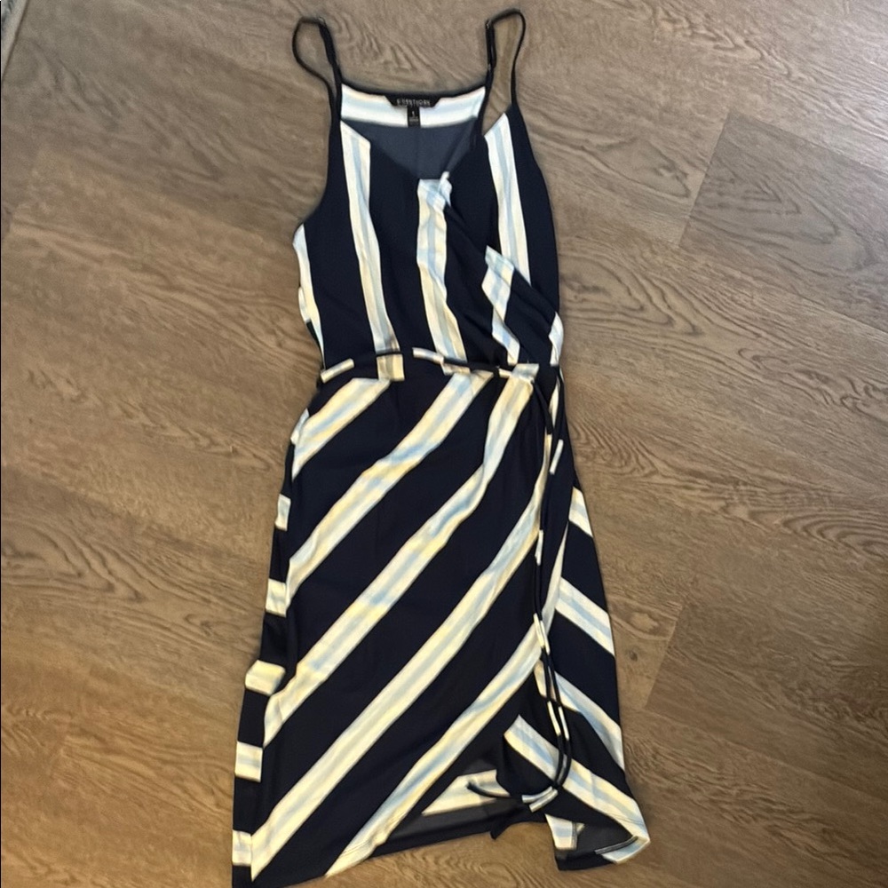 Blue and White Asymmetrical Wrap Sundress-Excellent Condition